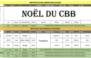 Match du Week-End du 09 et 10 décembre