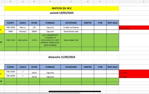 Match du Week-End du 14 et 15 septembre