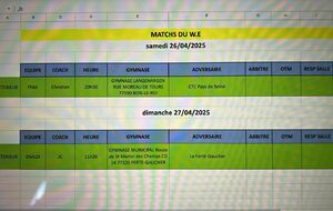 Match du Week-End 26 et 27 avril