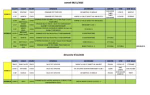 Match du week-end 08 et 09 novembre