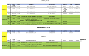 Match du week-end 22 et 23 novembre