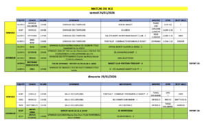 Match du week-end 24 et 25 janvier