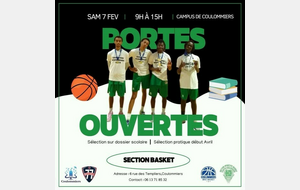 Portes ouvertes le samedi 7 février 9h à 15h au lycée sur notre section basket