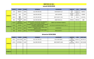 Match du week-end 04 et 05 avril