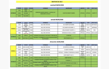Match du week-end 09 et 10 mai
